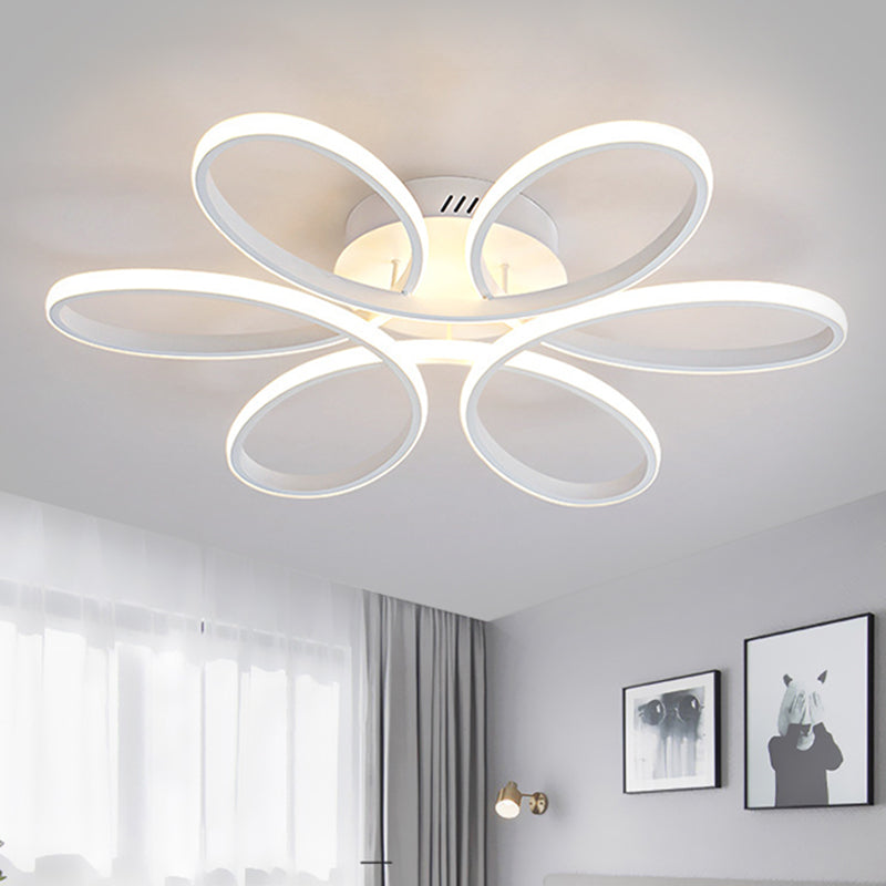 Metallisch Blume Rahmen Flushmount Contemporary LED Weiß Deckenbündige Fassung in Warm/Weißes Licht