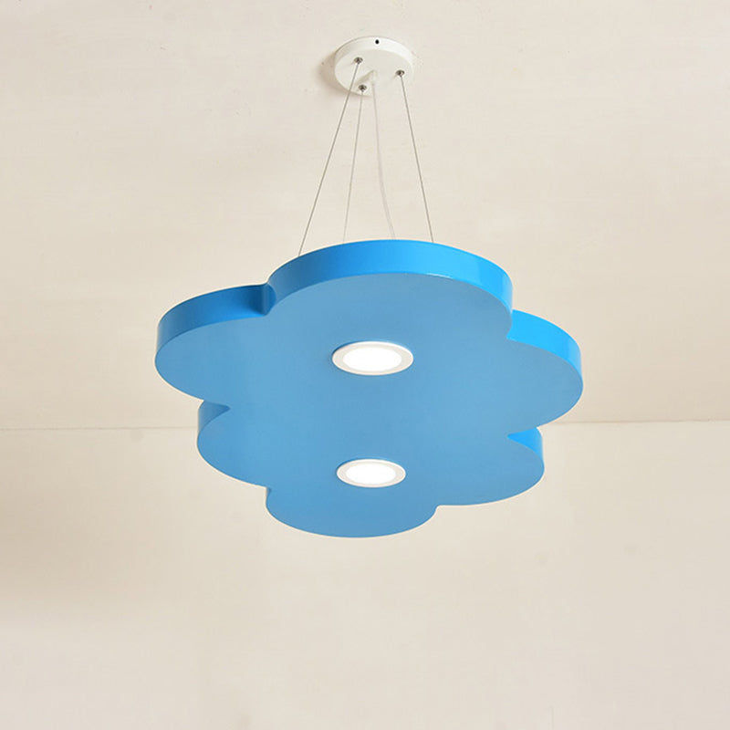 Orange/Blue/Green Cloud Hanging Lamp Cartoon Style LED Metal Pendant Chandelier in Warm/White Light for Nursery