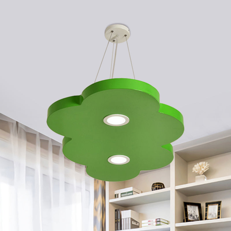 Orange/Blue/Green Cloud Hanging Lamp Cartoon Style LED Metal Pendant Chandelier in Warm/White Light for Nursery