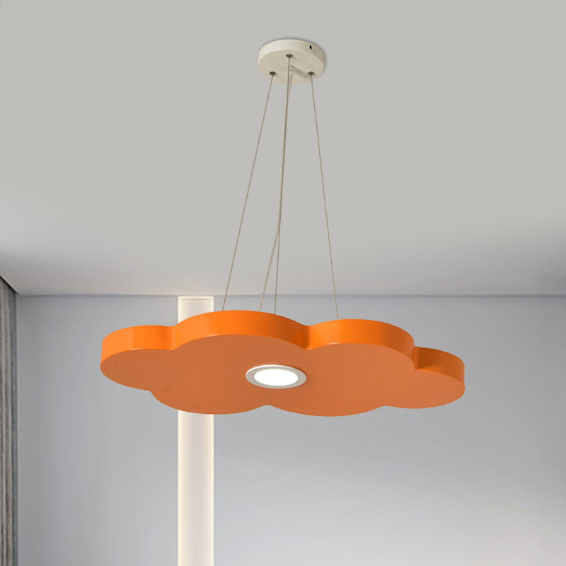Orange/Blue/Green Cloud Hanging Lamp Cartoon Style LED Metal Pendant Chandelier in Warm/White Light for Nursery