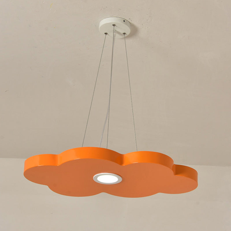 Orange/Blue/Green Cloud Hanging Lamp Cartoon Style LED Metal Pendant Chandelier in Warm/White Light for Nursery