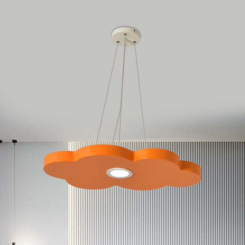 Orange/Blue/Green Cloud Hanging Lamp Cartoon Style LED Metal Pendant Chandelier in Warm/White Light for Nursery