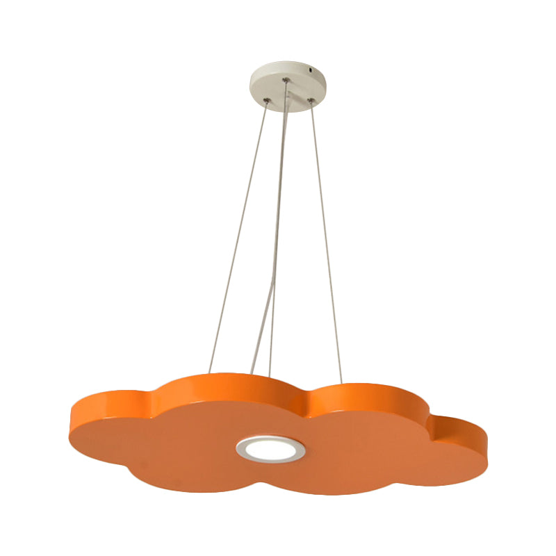 Orange/Blue/Green Cloud Hanging Lamp Cartoon Style LED Metal Pendant Chandelier in Warm/White Light for Nursery