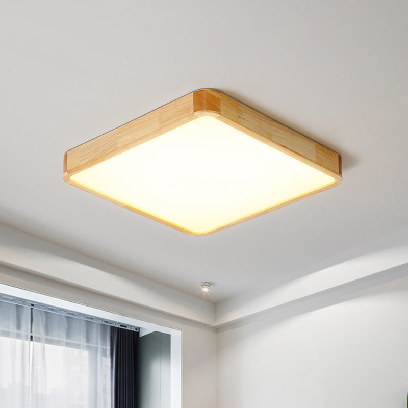 Simplicity LED Flush Mount Fixture Beige Square Ceiling Flush with Acrylic Shade in Warm/White Light, 18"/21"/25.5" W