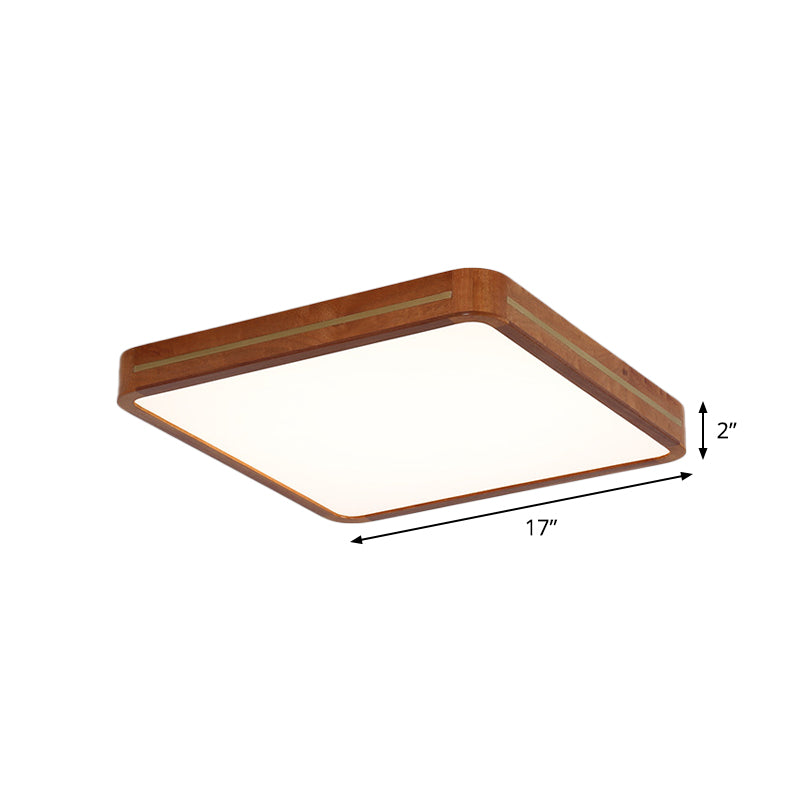 Modern Square/Rectangle Ceiling Light Acrylic Sleeping Room LED Flush Mount Lighting in Brown, 17"/21"/25.5" Length