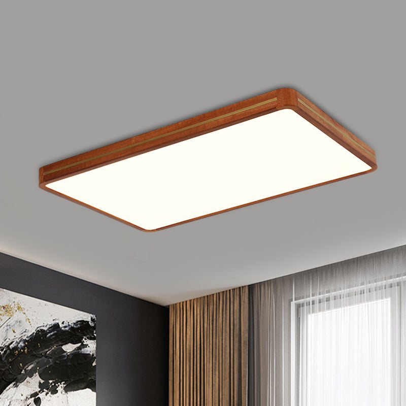 Modern Square/Rectangle Ceiling Light Acrylic Sleeping Room LED Flush Mount Lighting in Brown, 17"/21"/25.5" Length