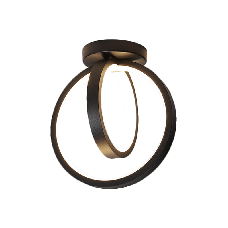 Circular Mini Hallway Flush Light Acrylic LED Minimalist Ceiling Mount Lighting in Black/Gold, Warm/White Light
