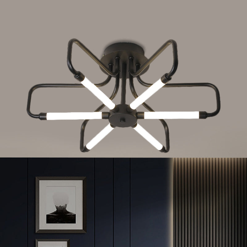 Floral Frame Semi Flush Light armatuur Modern acryl zwart/gouden LED -plafondlamp in warm/wit licht, 24,5 "/39" breed
