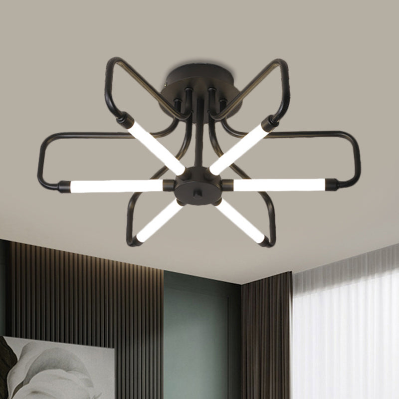 Floral Frame Semi Flush Light armatuur Modern acryl zwart/gouden LED -plafondlamp in warm/wit licht, 24,5 "/39" breed