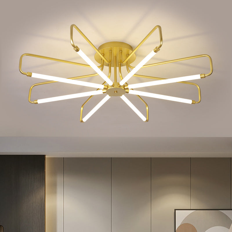 Floral Frame Semi Flush Light armatuur Modern acryl zwart/gouden LED -plafondlamp in warm/wit licht, 24,5 "/39" breed