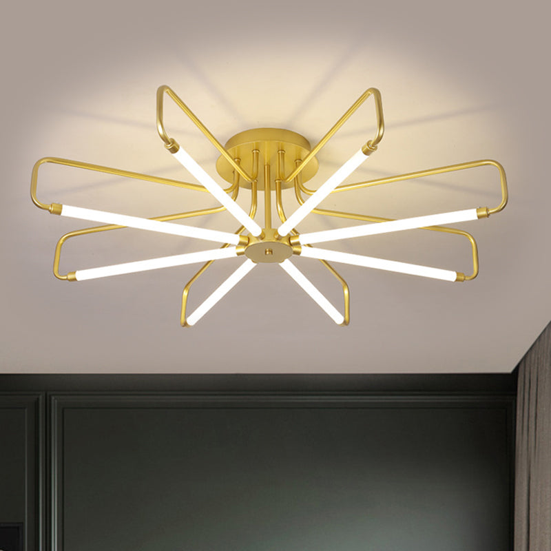 Floral Frame Semi Flush Light armatuur Modern acryl zwart/gouden LED -plafondlamp in warm/wit licht, 24,5 "/39" breed