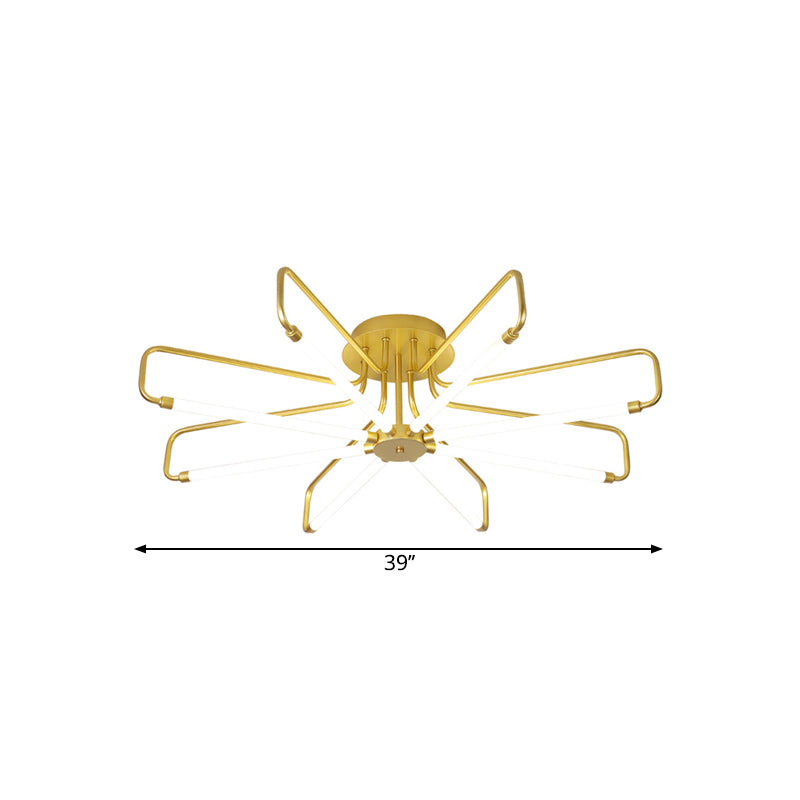 Floral Frame Semi Flush Light armatuur Modern acryl zwart/gouden LED -plafondlamp in warm/wit licht, 24,5 "/39" breed