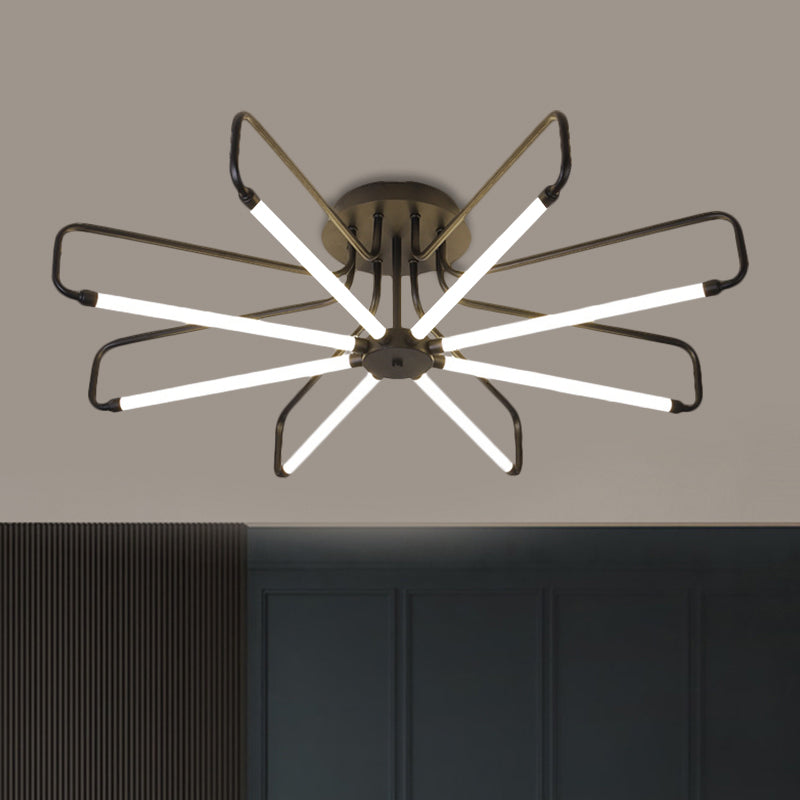 Floral Frame Semi Flush Light armatuur Modern acryl zwart/gouden LED -plafondlamp in warm/wit licht, 24,5 "/39" breed