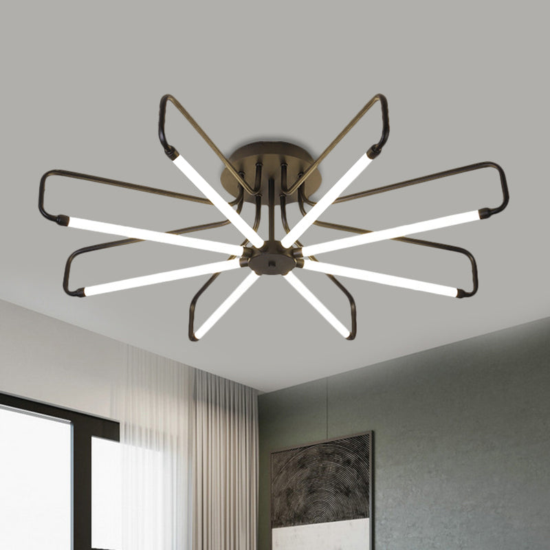 Floral Frame Semi Flush Light armatuur Modern acryl zwart/gouden LED -plafondlamp in warm/wit licht, 24,5 "/39" breed