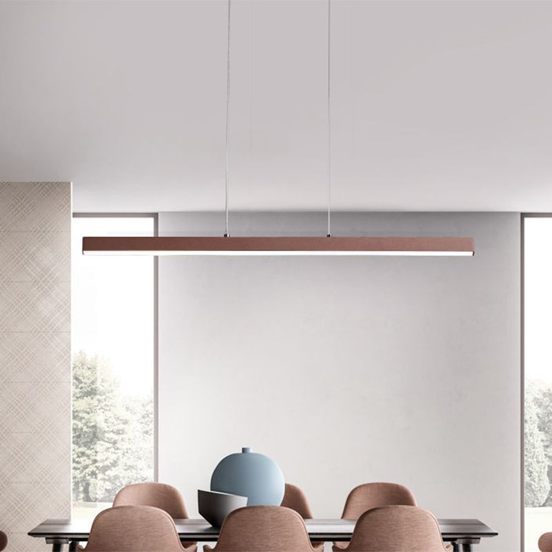 Metal Linear Island Lighting Ideas Modernism LED Ceiling Suspension Lamp in Brown, Warm/White Light