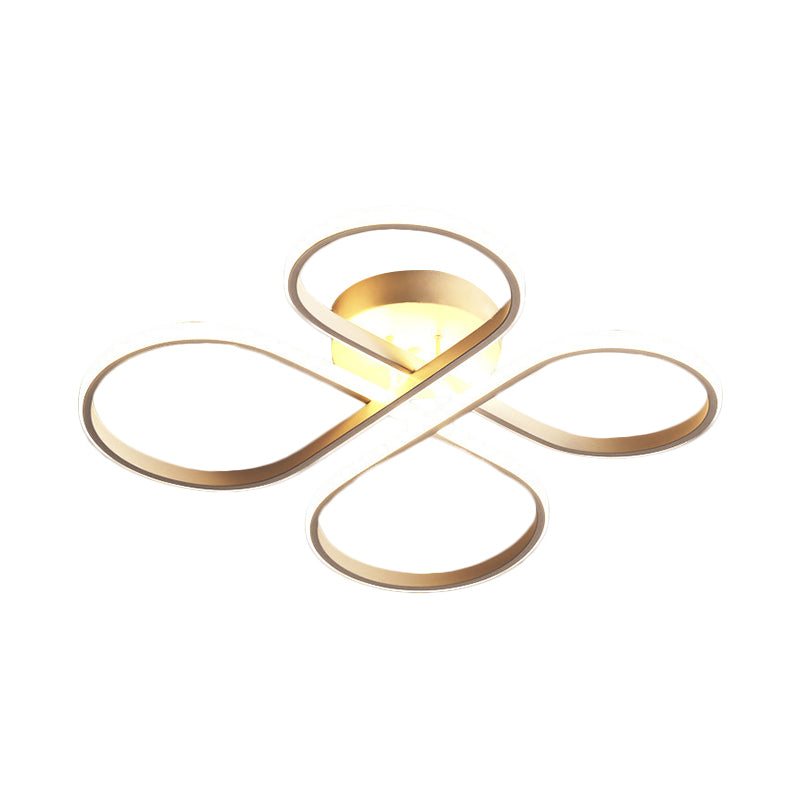 23 "/27,5" W Minimalistische LED Semi Flush White Floral Dicht bij plafondverlichting met acrylschaduw, warm/wit licht