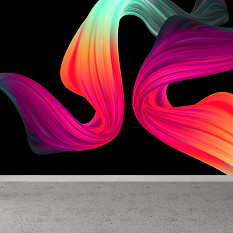 Abstract Ribbons Wall Paper Mural Contemporary Non-Woven Wall Decor for Girls Room