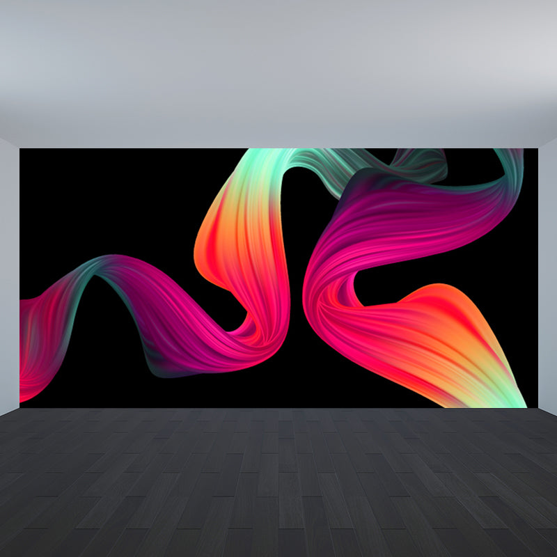 Abstract Ribbons Wall Paper Mural Contemporary Non-Woven Wall Decor for Girls Room