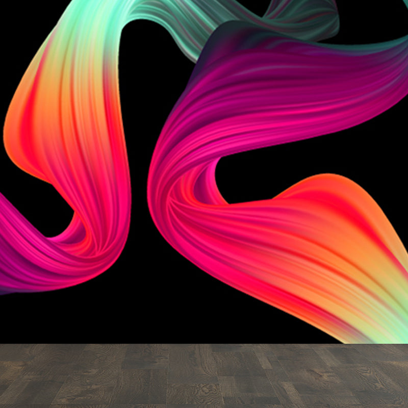 Abstract Ribbons Wall Paper Mural Contemporary Non-Woven Wall Decor for Girls Room