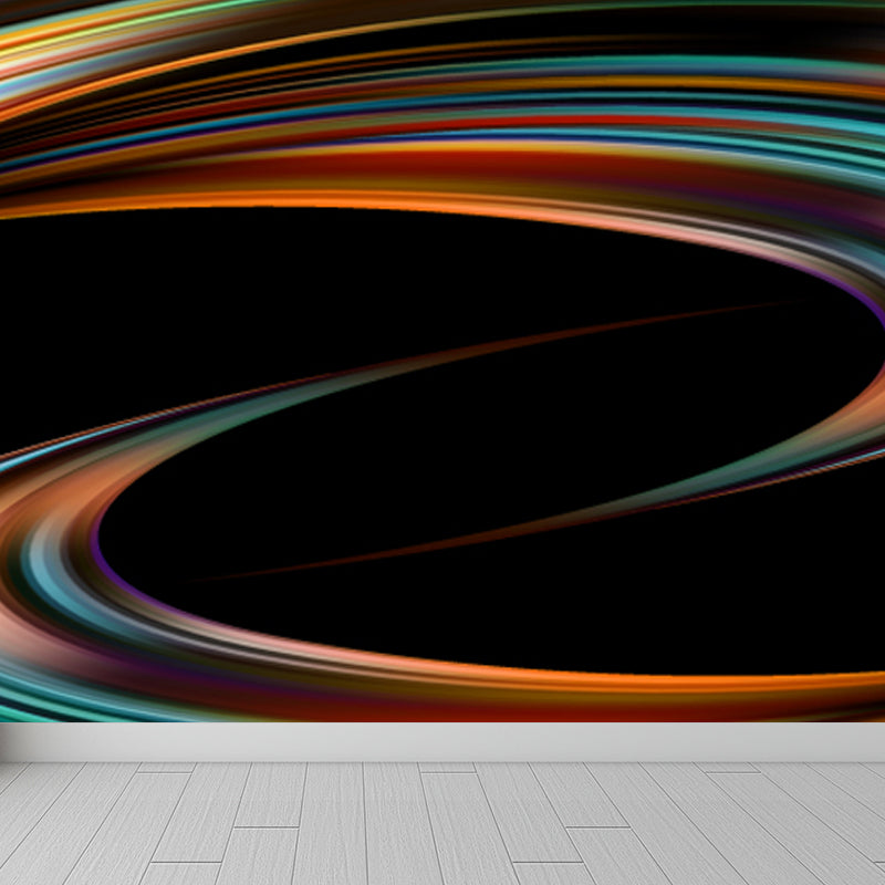 Curvy Ribbons Mural Wallpaper Dark Color Modernist Wall Covering for Accent Wall