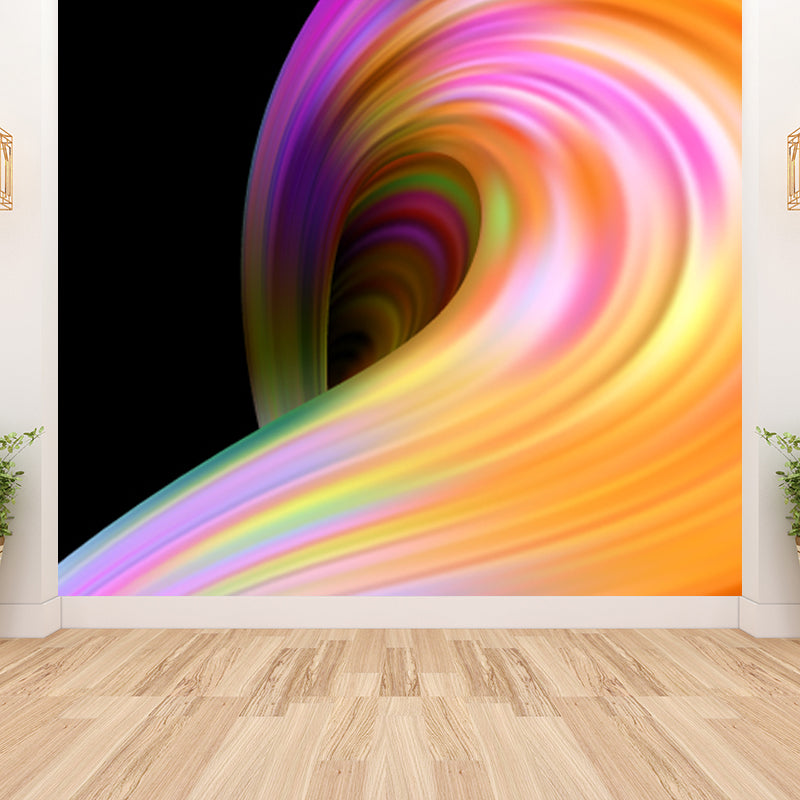 Curvy Ribbons Mural Wallpaper Dark Color Modernist Wall Covering for Accent Wall