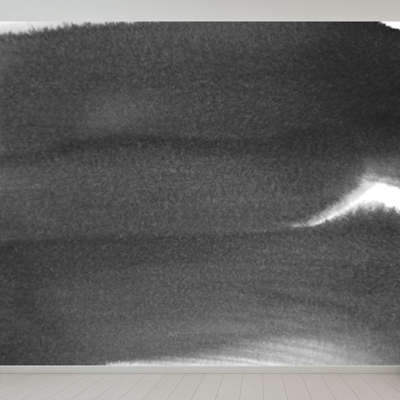 Minimalist Ink Brushstroke Wall Mural Black and White Waterproofing Wall Decor for Room
