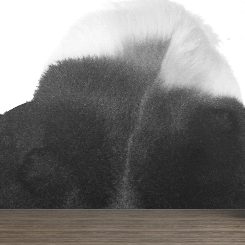 Minimalist Ink Brushstroke Wall Mural Black and White Waterproofing Wall Decor for Room