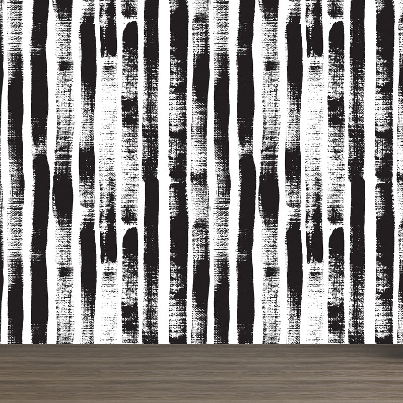 Black and White Botanic Drawing Mural Geometric Modern Water-Proof Wall Covering