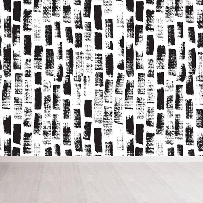 Black and White Botanic Drawing Mural Geometric Modern Water-Proof Wall Covering