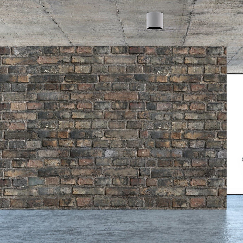 Steampunk Brick Look Wallpaper Mural for Restaurant Custom Wall Decor in Dark Color