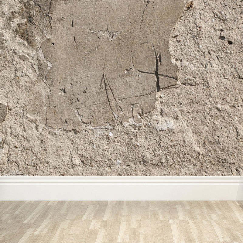Shabby Stone Mural Wallpaper for Living Room, Light Color, Custom Size Available