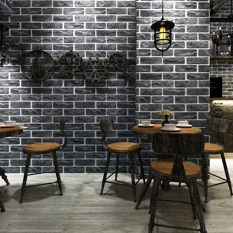 For Barber Shop Wallpaper with Dark Color Brick, 20.5 in x 33 ft, Non-Pasted