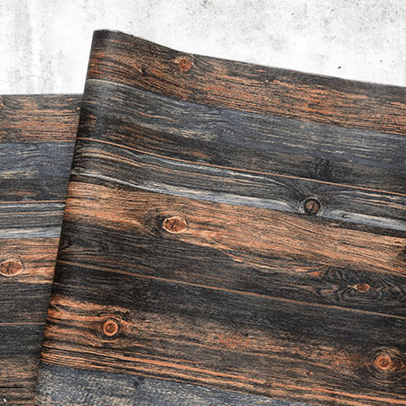 Plaster Wallpaper with 3D Distressed Wood, Dark Color, 20.5" x 31'