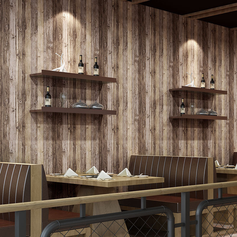 Plaster Wallpaper with 3D Distressed Wood, Dark Color, 20.5" x 31'