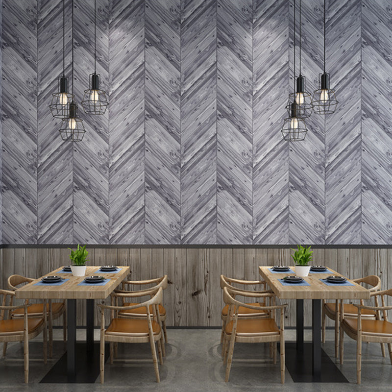 Nostalgic Faux Wood of Herringbone Pattern Non-Pasted Wallpaper for Cafe, 20.5" x 33'