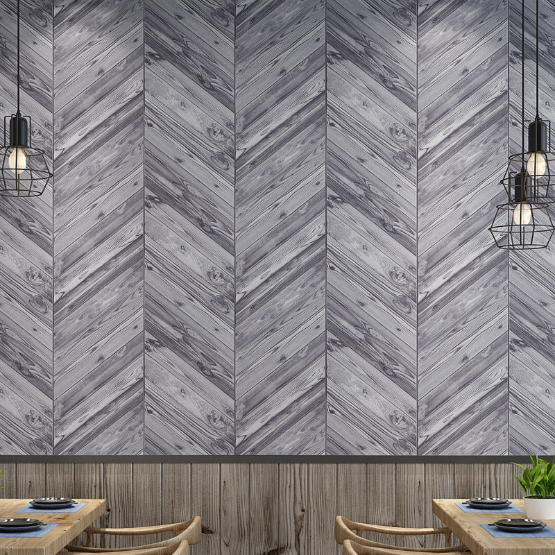 Nostalgic Faux Wood of Herringbone Pattern Non-Pasted Wallpaper for Cafe, 20.5" x 33'