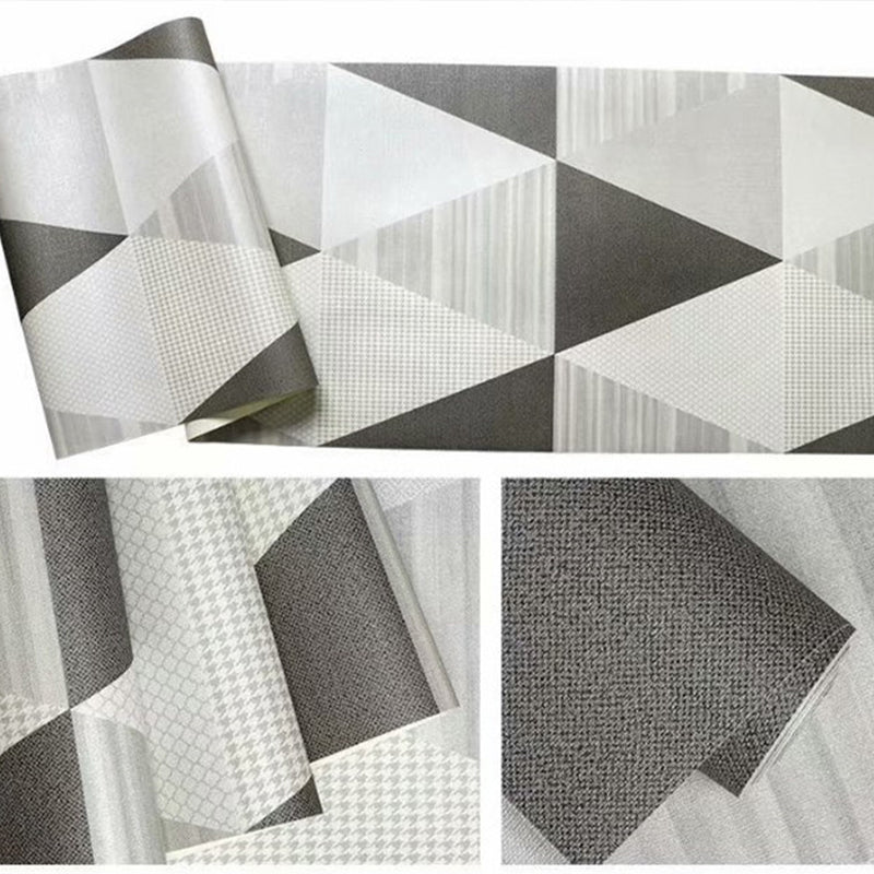 Washable Non-Pasted Grid and Harlequin PVC Wallpaper in Light Color