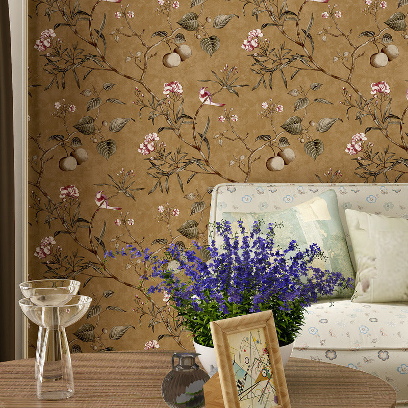 20.5-inch x 33-foot American Country Apple Tree and Fruits Non-Pasted Wallpaper in Pastel Color