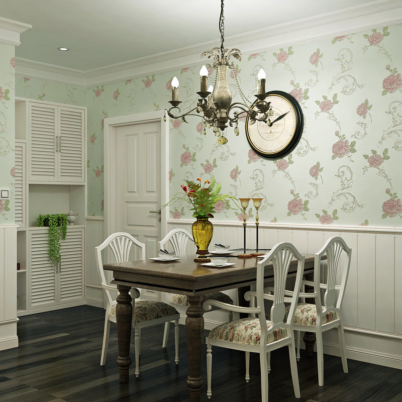 Non-Pasted Wallpaper with Light Color Blossoms and Floral Pattern, 20.5"W x 31'L