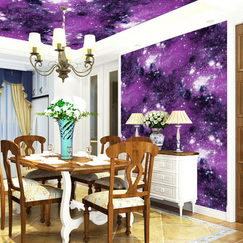 31'L x 20.5"W Stain-Resistant Non-Pasted Sparkling Stars PVC Wallpaper for Kids in Light Color