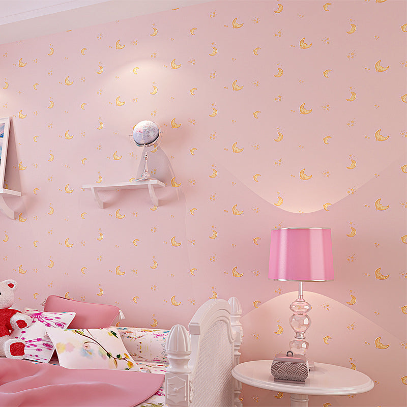 Natural Color Moon and Star 33-foot x 20.5-inch Non-Pasted Stain-Resistant Wallpaper for Children