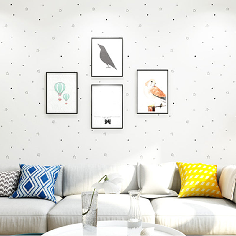 Plain Color Simple Star 33'L x 20.5"W Self-Adhesive Decorative Wallpaper for Children
