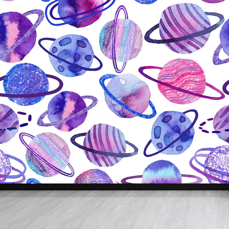 Huge Outer Space Wallpaper Mural Cartoon Creative Universe Wall Covering in Bright Color