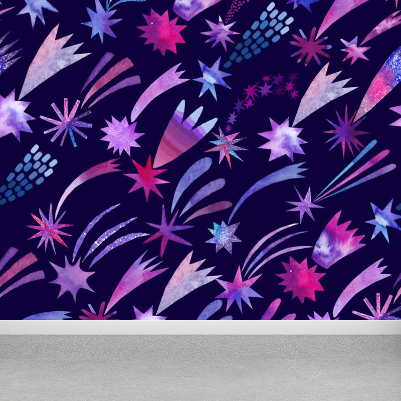 Huge Outer Space Wallpaper Mural Cartoon Creative Universe Wall Covering in Bright Color