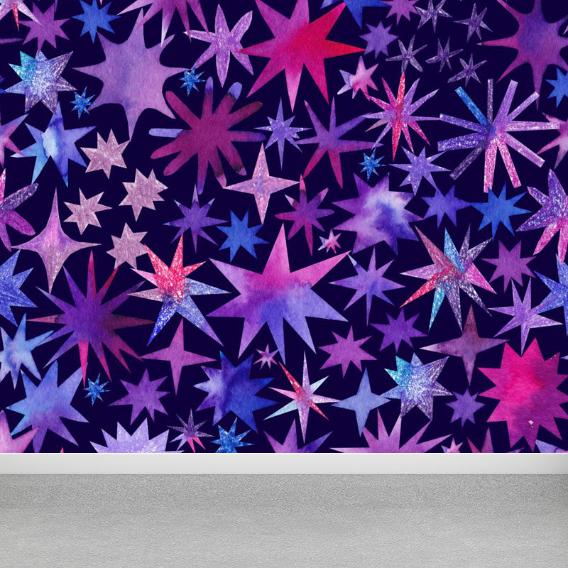 Bright Color Cosmos Wall Mural Stain-Proofing Contemporary Kids Bedroom Wall Decor