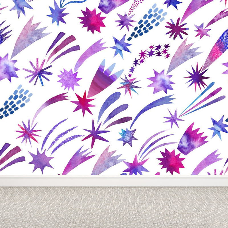 Bright Color Cosmos Wall Mural Stain-Proofing Contemporary Kids Bedroom Wall Decor