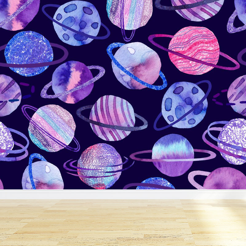 Bright Color Cosmos Wall Mural Stain-Proofing Contemporary Kids Bedroom Wall Decor