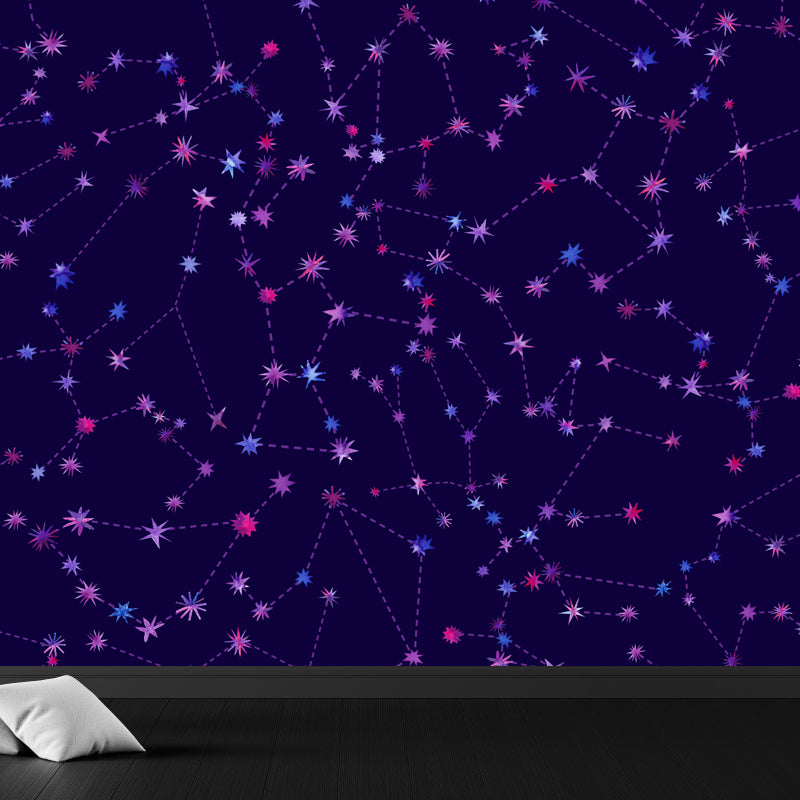 Bright Color Cosmos Wall Mural Stain-Proofing Contemporary Kids Bedroom Wall Decor