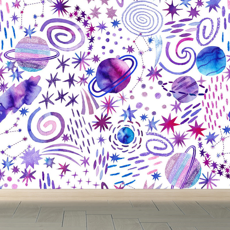 Heldere kleur Cosmos muur muurschildering vlekbestendig hedendaagse kinderkamer muur decor