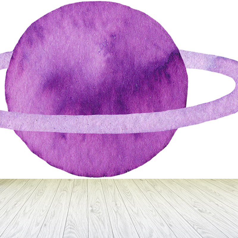 Fictional Ringed Planet Mural Wallpaper Colorful Moisture Resistant Wall Art for Nursery